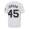Men's #45 JordanWhite And Black Hip Hop Rap Baseball Jersey Embroidery Sportswear jersey