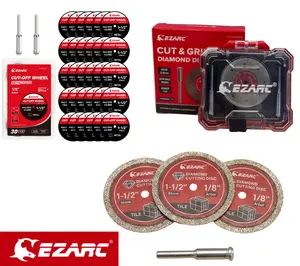 EZARC 1.5" Rotary Tool Cutting Discs – Diamond Grit For Masonry/Ceramics 10 Discs , Fiberglass Reinforced For Metal Cutting 30 Discs, Extra Durable Diamond Grit Masonry/Ceramics 3 Discs , 1/8" Arbor
