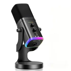 XLR/USB Game Microphone Kit, Dynamic PC Mic for Streaming and Podcasts, Live Broadcast, Software Support, Mute Button, Gain Control, RGB Mic with Adjustable Arm Stand, Streaming Gaming Mic
