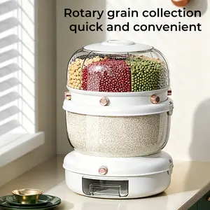 360° Rotating Double Layer Grain Dispenser | Airtight Rice & Cereal Storage Container, 6-Compartment, Pest & Moisture Proof, Auto Dispense for Kitchen Pantry Organization