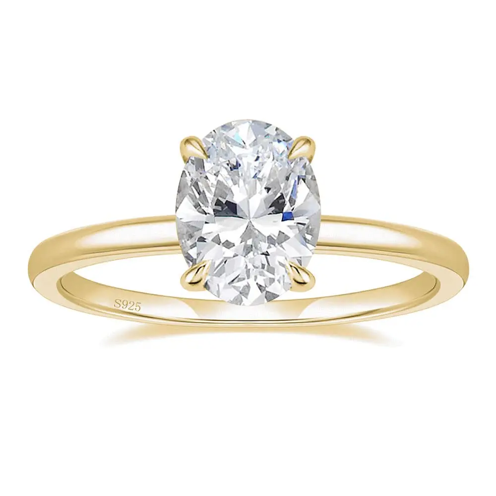 EAMTI 3CT 925 Sterling Silver Oval Cut Cubic Zirconia Engagement Rings for Women