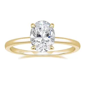 EAMTI 3CT 925 Sterling Silver Oval Cut Cubic Zirconia Engagement Rings for Women