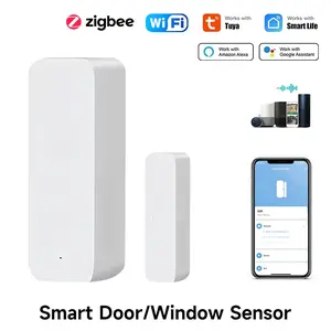 Tuya WiFi/zigbee Door Magnet Smart Detector, Home Door Window Sensor Switch, Door Reminder, Anti-Theft Alarm, Security Alert System