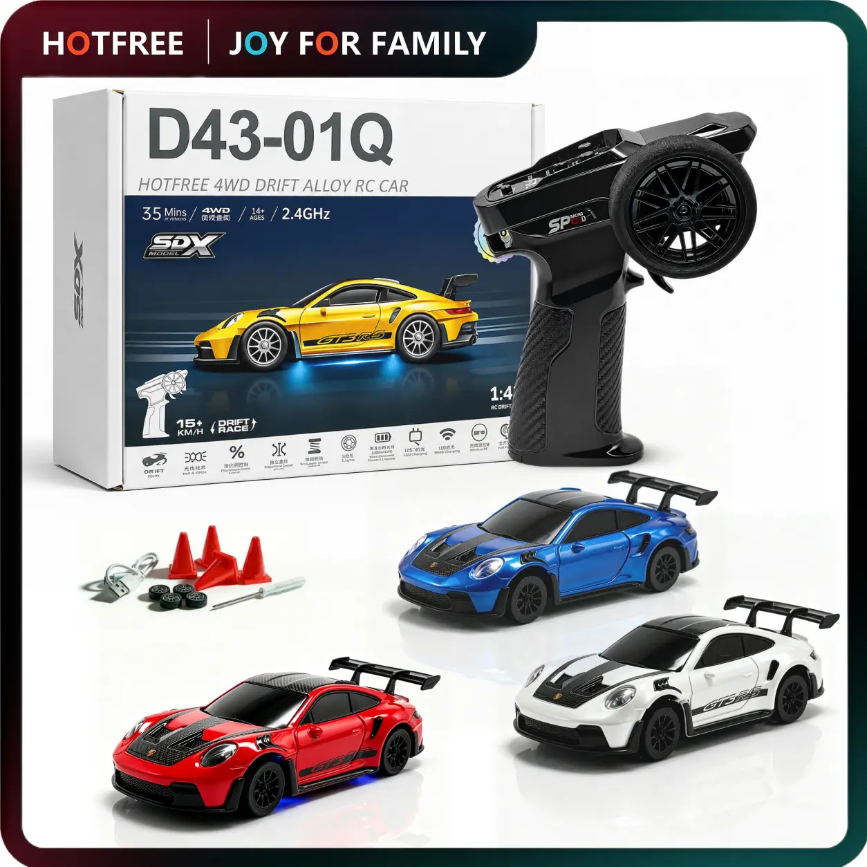 Hotfree 1/43 Mini Scale RC Car - 4WD Alloy Body RC Cars with Gyro Stabilizer, 2.4GHz Proportional Control, USB-C Rechargeable High-Speed Drifting Fun Toy, Birthday Gifts for Kids, Usb-C Charge #backtoschool