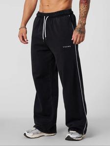 men's regular fit letter print drawstring waist sweatpants, casual comfy elastic waist jogger pants for outdoor daily wear, menswear