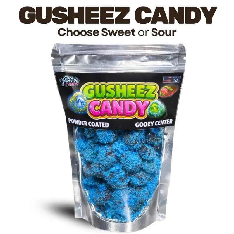 Gusheez Candy- Half Pound Bag- Astro Freeze Treats- Pick Flavor- Gushing Liquid Center- Sour Chewy Fruit Snack Sweet