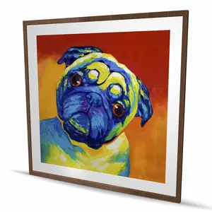 212 MAIN Artistic Curious Pug Framed Print Wall Artwork, 48x48 in. - Pug Photo Decoration for Pet Lovers, Thoughtful Room Home Decor Gift