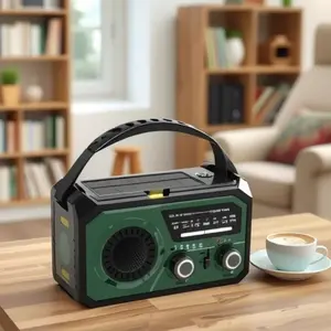 Outdoor Emergency Radio |     Solar & Hand Crank Power Bank with Flashlight