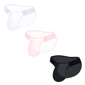 Men's Ultra-Thin Ice Silk Briefs Breathable Comfort Stylish Low Rise Underwear High-Cut Design Fully Transparent Embossed Sports Shorts Combination Pack