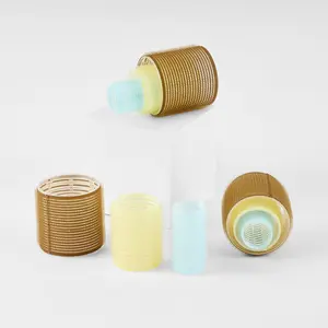 [RUBY VIBE CO] LuxeStyle Heatless Curlers Set No-Heat Volume Natural Curls Assorted Sizes Brown Yellow Blue