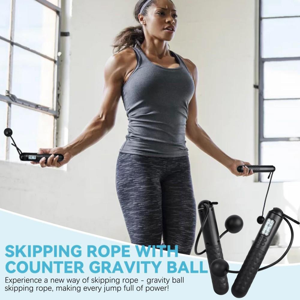 Small Room Optimized Skipping Rope, LCD Activity Tracker Cordless Weighted Design for Minimal Indoor Noise
