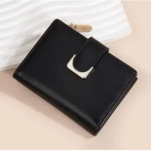 Women’s Durable Faux Leather Bifold Wallet — Snap Closure, Zipper Pocket & Multiple Card Slots For Daily Casual Or Everyday Carry