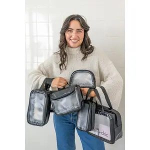 Rhode 6-Piece Clear Cosmetic Bag Set for Women Vanity Makeup Organizer Vanity Purse Travel Essentials Durable