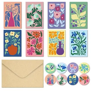 Pack of 24 Floral Greeting Cards with Envelopes, Floral Blank Note Cards Set for All Occasions, Boxed 8 Floral Designs Cards for Thank You, Birthday, Wedding, Condolence, Invitation, etc