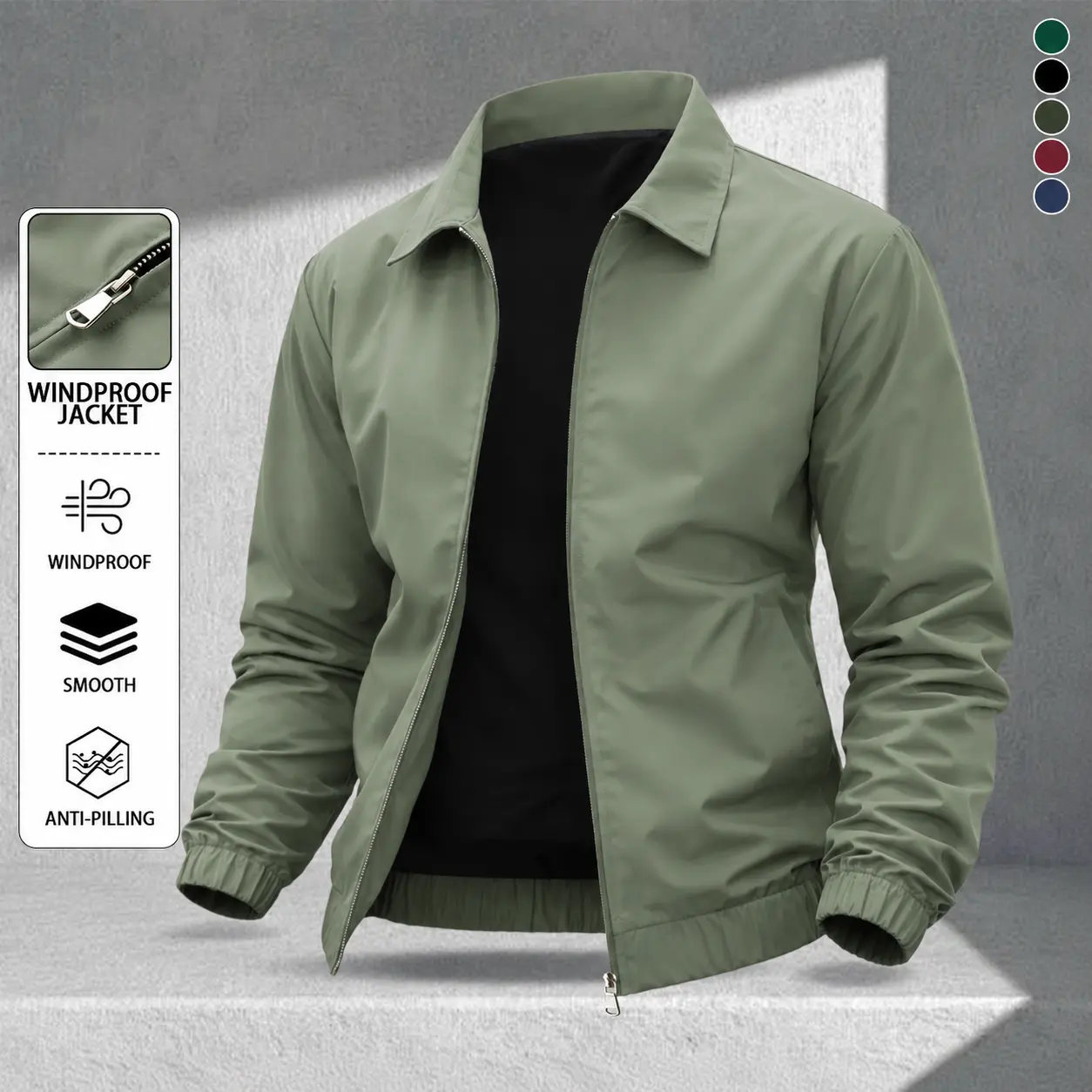 Men's Casual Lapel Jacket Fabric Tactical-grade windproof and abrasion-resistant fabric with zipper design Minimalist style perfect for everyday streetwear, sports, business, and commuting The ideal versatile outerwear for fashion-forward looks Coats Thin