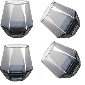 Glasses Set Of 4,Stemless   Glass Shape 10 Oz Gray Christmas Glassware Dishwasher Safe, Spill-Proof Design For Red , , ,  for  Lovers (Gray)