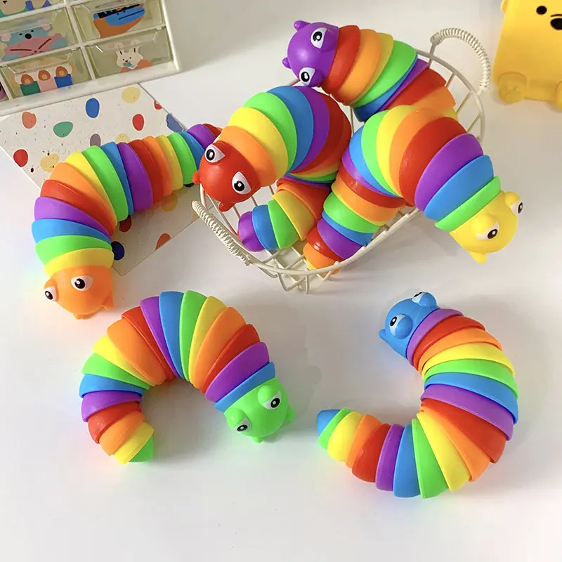 5pcs 15cm Length Sound-Activated Rainbow Caterpillar Puzzle Toys - Twist Sensory Stress-Relief Tools, Unisex Over 3 Yrs Infant Early Learning Aids, Kids Favorites Creative Play Gifts (Bend Into Hearts, Circles, Numbers, Transportation-Themed)
