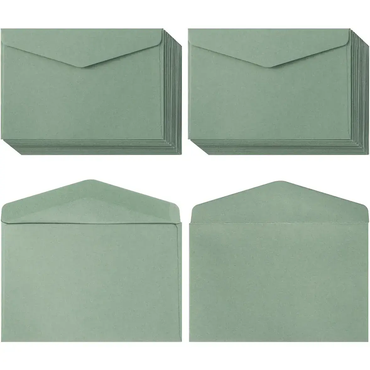 120-Pack Sage-Green Kraft Paper Open End Mini Envelopes, 4.13"×2.76" Self-Adhesive Small Pockets for Business/Christmas Gift Cards, Blank Front Office Stationery Supplies for Classmates, Families, 120 Pieces
