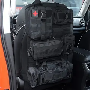 Universal Tactical Vehicle Rear Seat Storage Bag, Detachable Pockets Organizer for Emergency Medical, Phone, Administrative Use, Multi-Scene Application