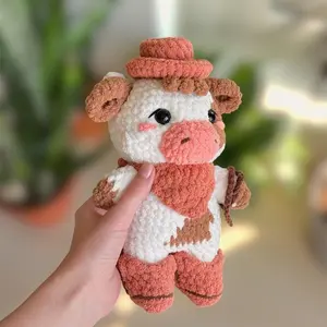 Cowboy Cow Easy Crochet Adorable Handmade Plush Toy with Hat and Scarf Perfect for Kids and Collectors