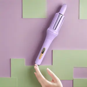 Pink/Purple 32mm(1.25in) Automatic Hair Curler Iron with LED Display - Ceramic Heating, 4 Heat Settings, Tangle-Free, Burn-Proof, 110V, French Curl Tool for Lazy People, No Hair Sticking Flawless curling irons hair curler diffuser curly hair