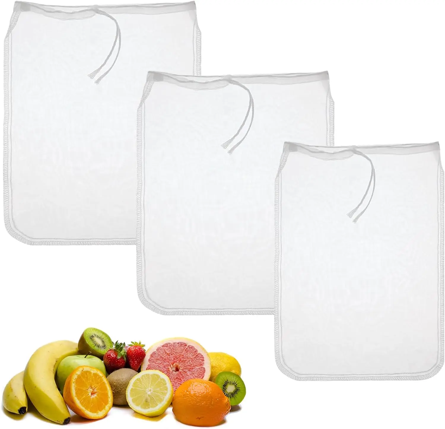 3 Pack Juicer Bags for Cast Iron Juicer Nut Bag Strainer Reusable  Cheese Cloths Fine  Multiple Food Mesh Cold Brew Filter Strainers for Straining