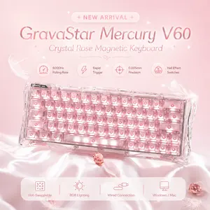 [New ARRIVAL]GravaStar Mercury V60 - Crystal Rose Magnetic Gaming Keyboard, Pink & Creamy, Rapid Trigger Keyboard with Hall Effect Switches,  Hot-Swappable, RGB - Crystal Rose summervibes