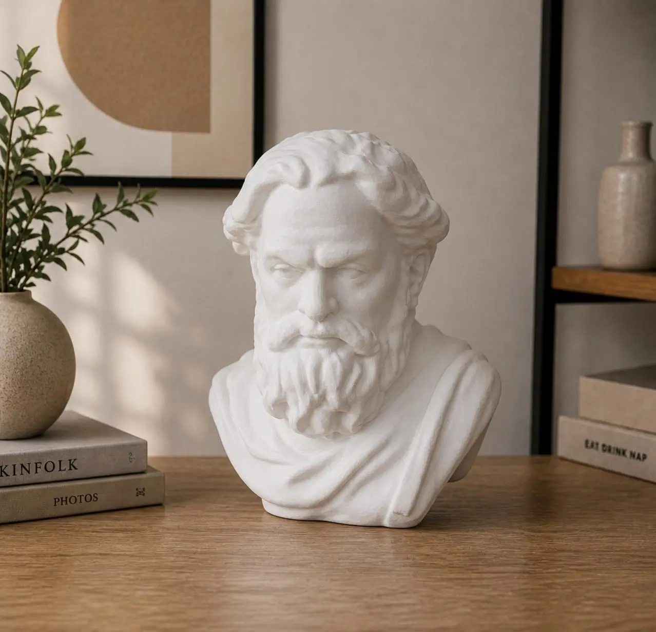 Greek Socrates Bust Sculpture, Lightweight Home Decor Statue, Print Design Figurine for Gift