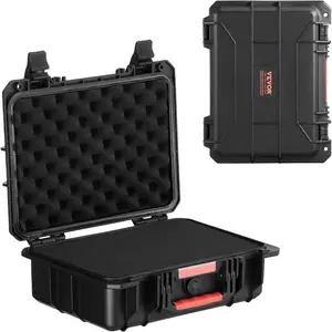 VEVOR Weatherproof Hard Case, Heavy Duty Protective Dry Box with Pre - Cut Foam, Wheels Retractable Pull Handle for Travel, Hunt, Military, Tactical, IP67 Waterproof Case for Cameras (21.7*13.4*9.5)VEVOR Super Brand Day