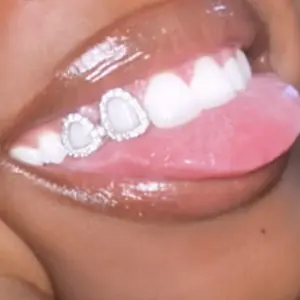 Double Hollow Copper Zirconia Metal Hip Hop Teeth Grills, Valentine's Day Gift Unisex, Stylish and Durable Tooth Accessory