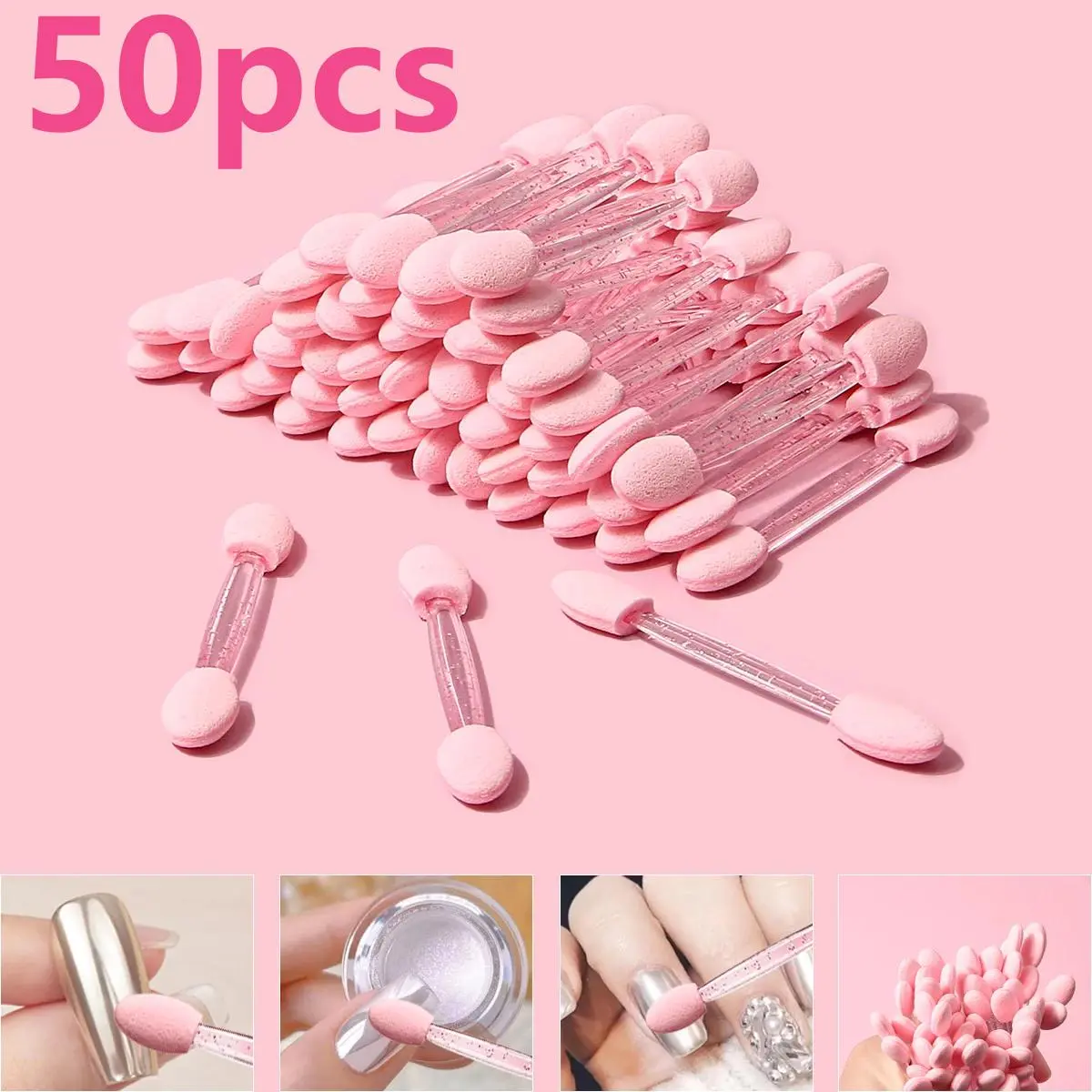 Pink/Black 50PCS Makeup Applicator Wands – Disposable Lip Brushes for Smooth Application, Clean & Convenient Beauty Tools