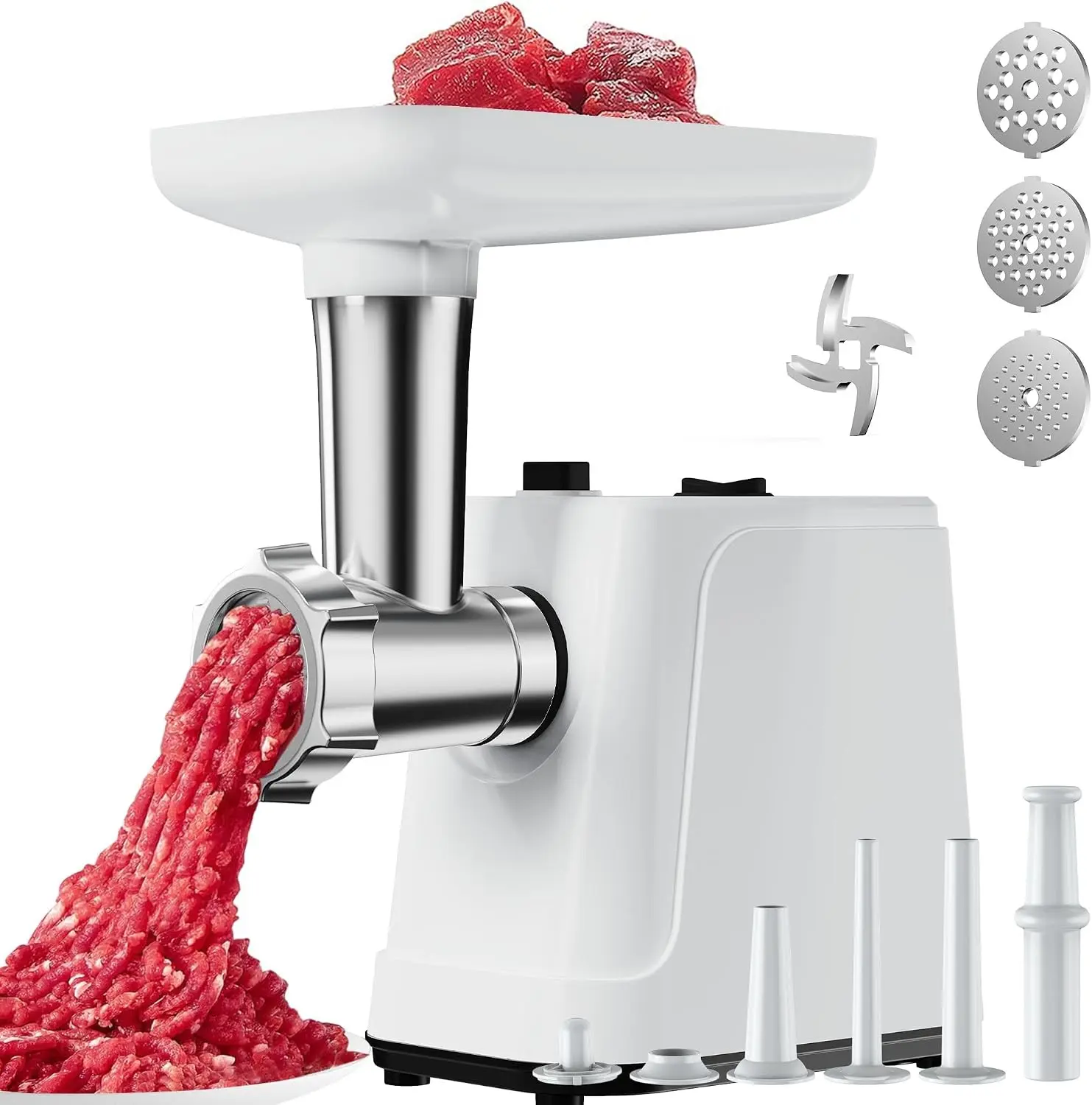 2500W Max Electric Meat Grinder & Sausage Stuffer - Powerful Electric Meat Grinder(White)