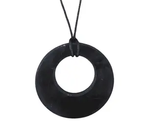 Orgonite Andy Black Shungite Pendant 2" Round Eclipse EMF Necklace Handcrafted Genuine Stone with Pyrite Inclusions for EMF Protection & Energy Balance
