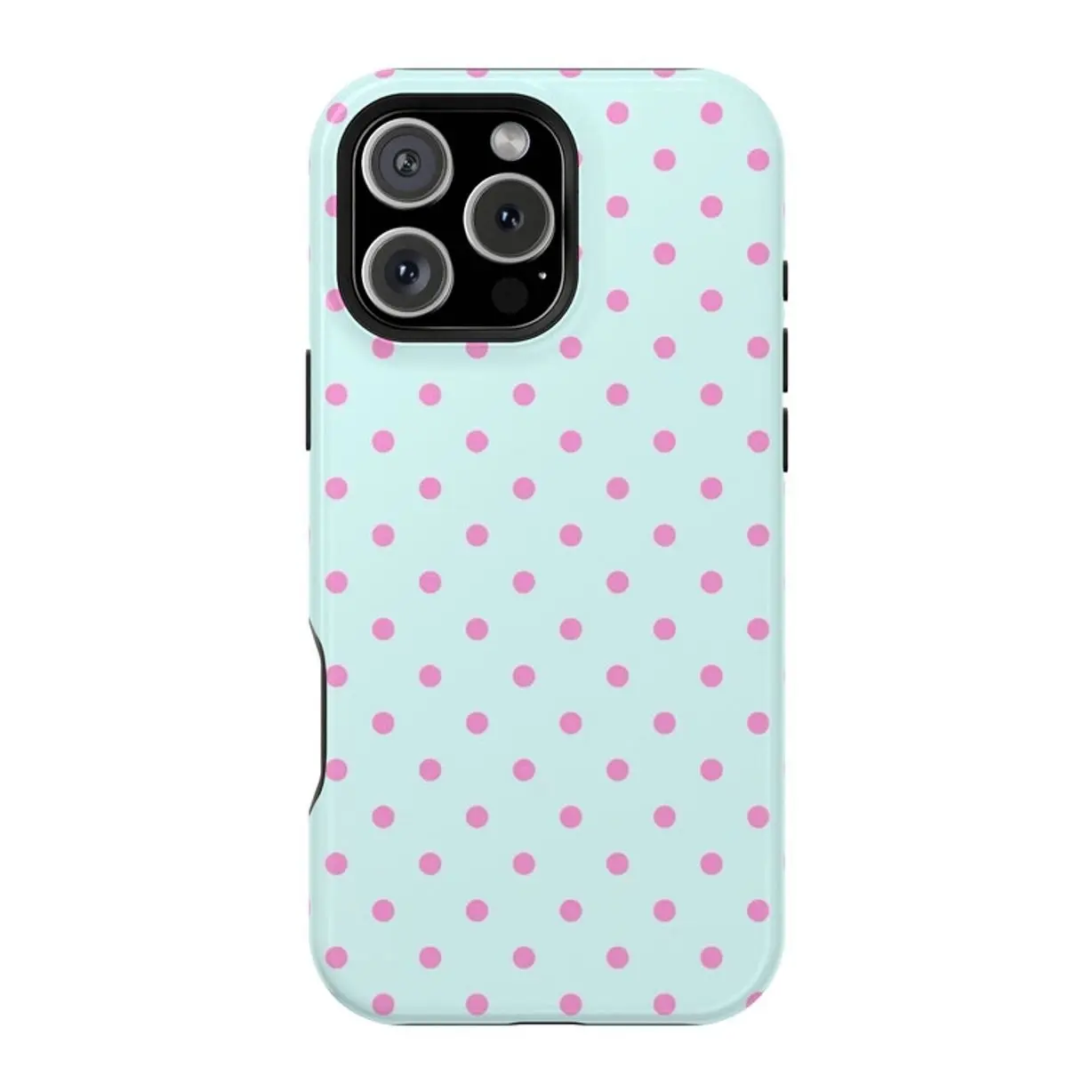 Full Custom Mint Pink Polka Dot Hybrid TPU Shockproof Phone Case - Polycarbonate, Wear-Resistant, Scratch-Res. Casing for iPhone 17, 17 Pro Max Mobile Accessories with Phone Decoration, Customized