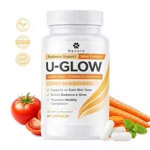 U-GLOW Daily Glow Formula - 60 Vegan Capsules for Radiant Skin - Contains Beta-Carotene, Vitamin E, Astaxanthin & Lycopene - Supports Even Tone & Vibrance