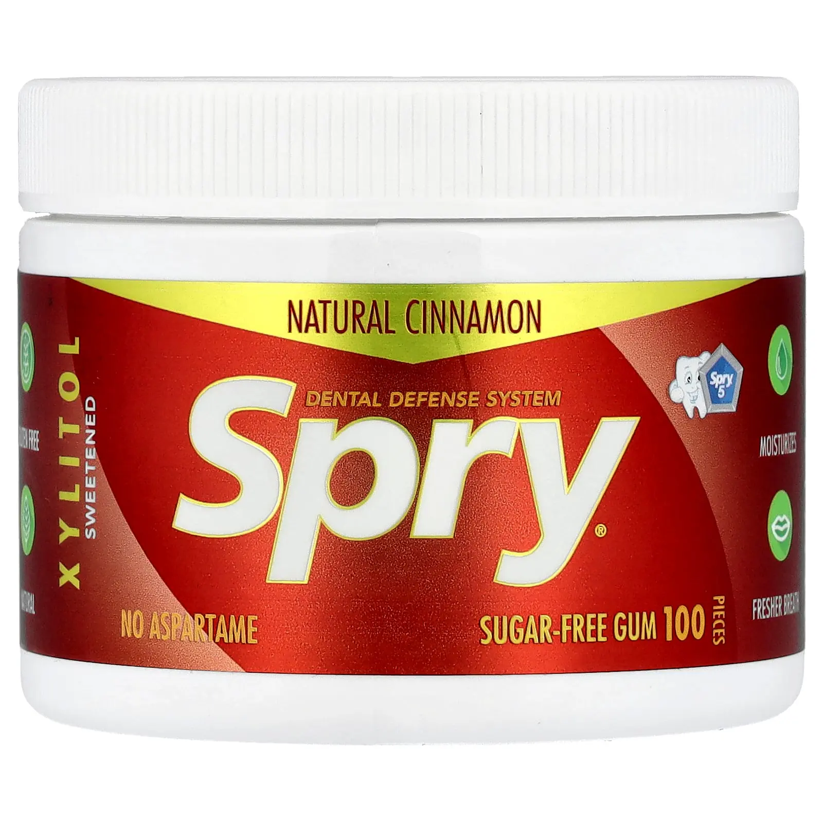 Xlear Spry®, Chewing Gum, Natural Cinnamon, 100 Pieces