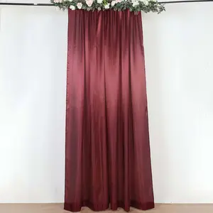 8ftx10ft Burgundy Satin Event Curtain Drapes, Backdrop Event Panel