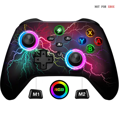 Beboncool Dual Mode Wireless Game Controller - Console Game Peripherals with 16+ Hours Battery, 4 Vibration Strength Modes, Programmable Buttons, LED Lights, Wired Compatibility for Switch, Windows PC, iOS, Android (Not for Xbox)