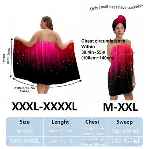 Plus size women's black gradient star towel (M-XXXXL), suitable for women, post-shower use, spa and pool use, and as an absorbent hair wrap. A must-have for home/travel.