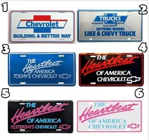 Chevy The Heartbeat of America Building A better Way Pink Red Black Color License Plate Car Tag Car