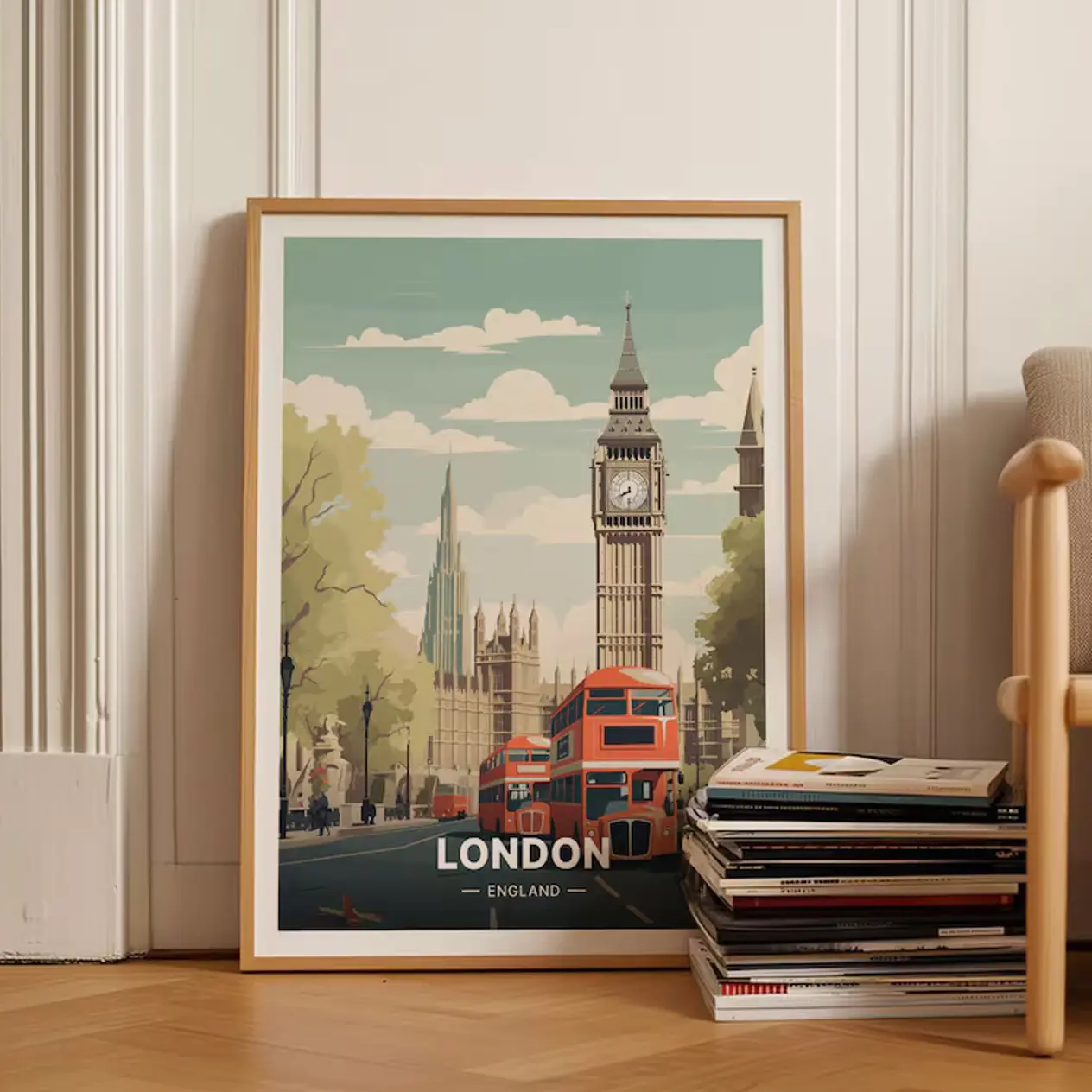 London Travel Poster, Big Ben Clock Art, England Wall Decor, European City Prints