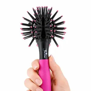 The Twirler Ball Brush - Neon Pink Hair Detangling Comb Hair Care Comb