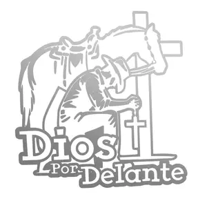 Radiant Dios Por Delante Vaquero Vinyl Decal Sticker UV & Waterproof Bumper Window Laptop Automotive Water Bottle Gift accessories – SILVER 5.2"