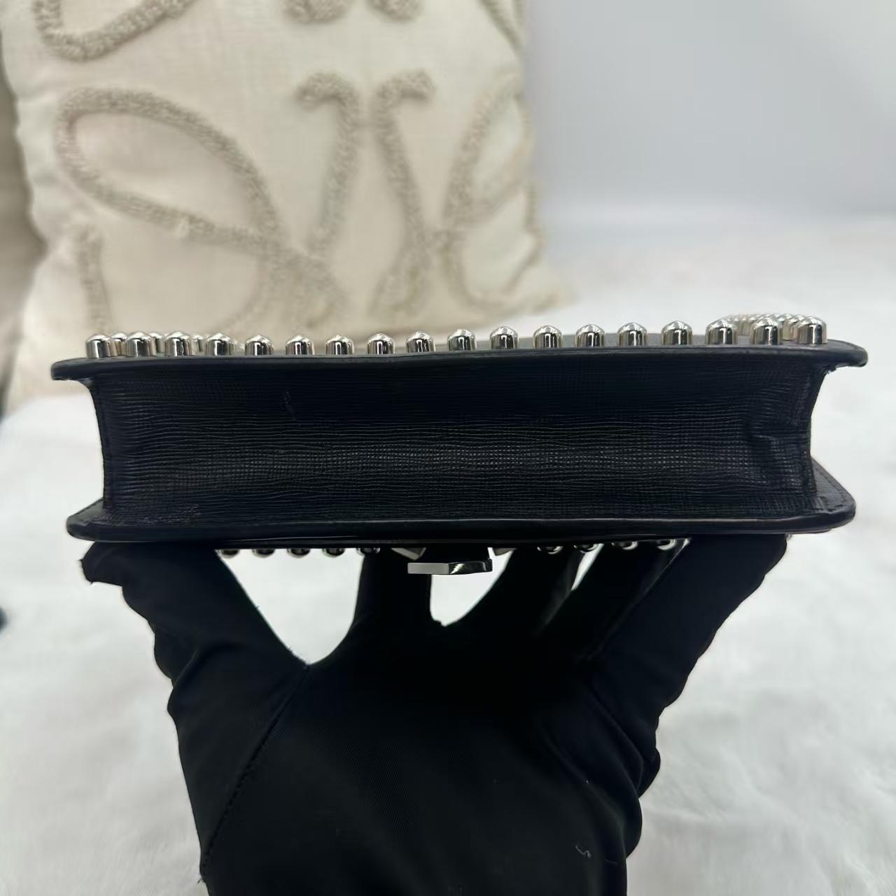 Pre-owned FENDI Karl Lagerfeld Chain Bag | Black Leather Fur Karlito|18883029