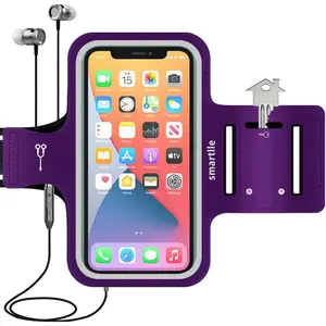 Arm Phone Holder for Running, Armband Cellphone for iPhone 15 14 13 12 11 Pro Max/XR/8 7 6s Plus, Galaxy A/S/Note Up to 6.9’’, for Exercise Gym Fitness Sports Gear-Purple