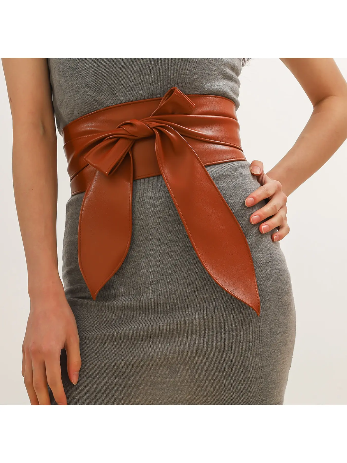 European and American fashion PU wide belt for women, versatile decorative big bow belt, corset for women with a high-end feel.