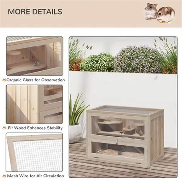 Spacious furniture-style Hamster Cage with Multiple Platforms and Openable Iron Mesh Roof