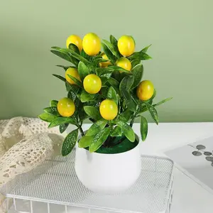 Artificial Lemon Tree, Mini Simulated Lemon Tree with Fruit, Decorative Plant for Home Living Room Bedroom Dining Room Wedding Party, Realistic Foliage Fruits, Ornaments, Indoor Faux Plant
