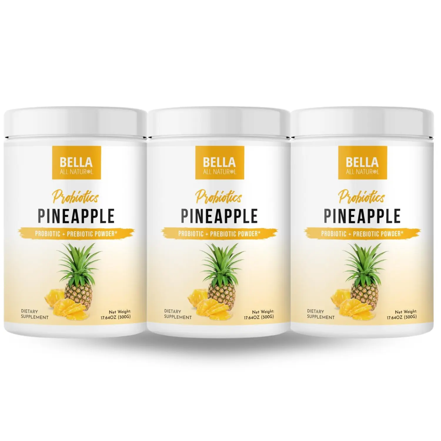 3 Pack Bella All Natural Probiotics Pineapple Powder 3 Pack Bella All Natural Probiotics Pineapple Powder