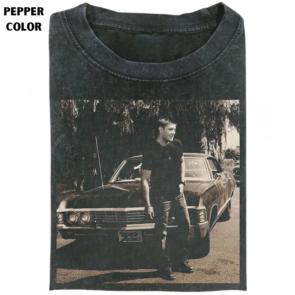 Supernatural Dean Winchester Vintage Shirts, Impala Car Graphic Tee, TV Show Character T-Shirt, Vintage Dean Winchester Shirt, Gift for Men, Gift for Women, Crew Neck T-shirt, Trending T-shirt